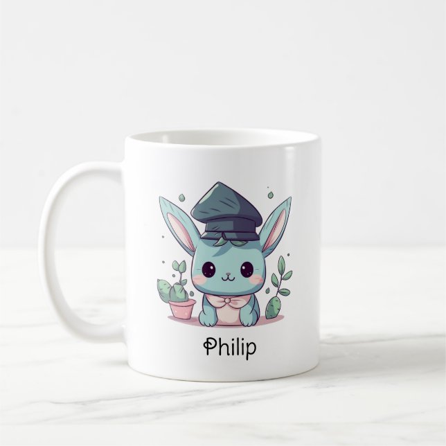 Mug Caricature de Cute Kawaii Graduation personnalisée (Gauche)