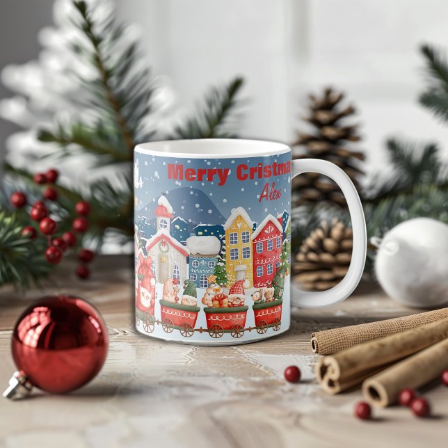 Mug Caricature de Noël train ville hiver (Créateur téléchargé)