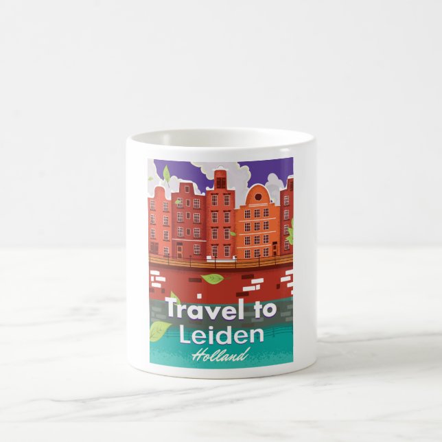Mug Caricature de voyage à Leiden Holland (Centre)