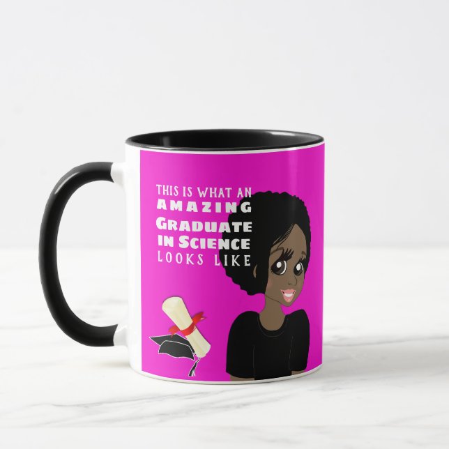 Mug Caricature DIPLÔMÉE Cadeau Black Femme Afro Cartoo (Gauche)