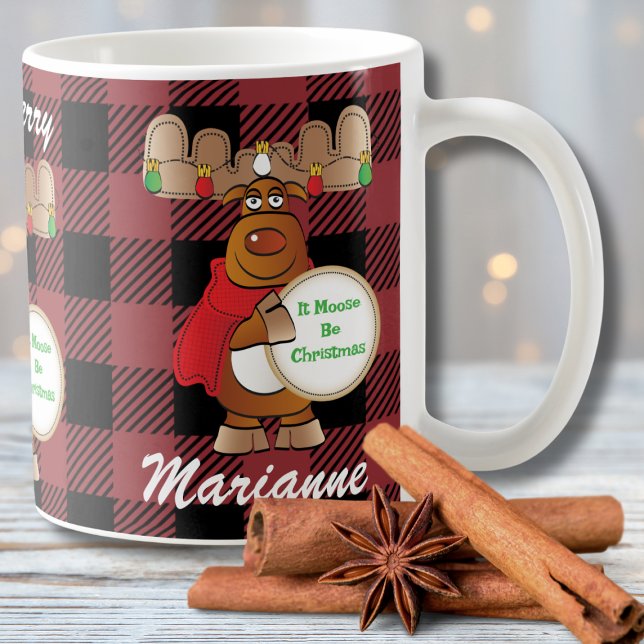 Mug Caricature d'orignal noir rouge drôle dire (Créateur téléchargé)
