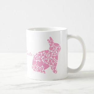 Mug Caricature du coeur de lapin de Pâques rose pâle