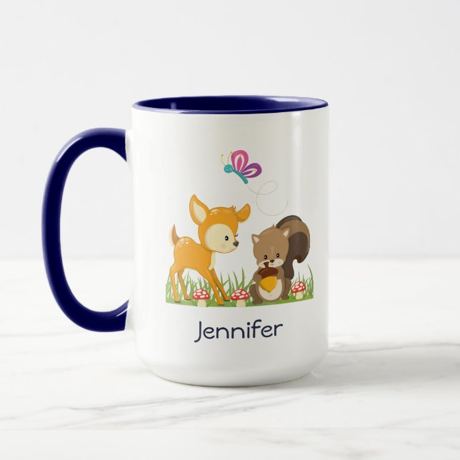 Mug Caricature en bois mignon (Gauche)