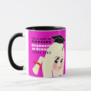 Mug Caricature GRADUATE Cadeau Femme Blonde cheveux br