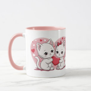 Mug Caricature mignonne Amoureux de les chats Coeurs S