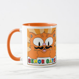 Mug Caricature Mustache Chat Senor Gato Pouce Haut