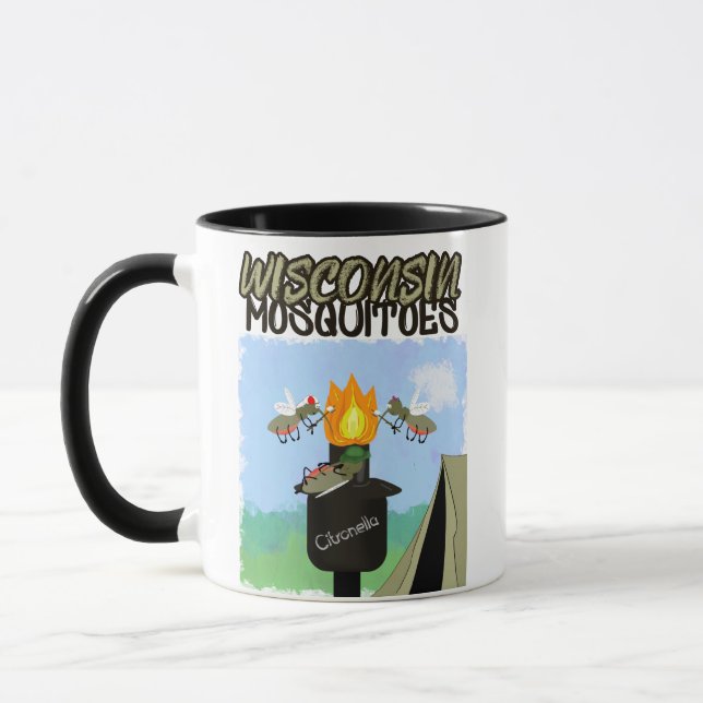Mug Caricature pour moustiques du Wisconsin - Camping  (Gauche)