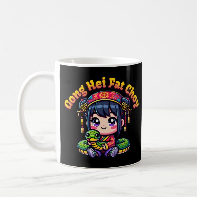 Mug Caricature serpent et fille du Nouvel An chinois (Gauche)