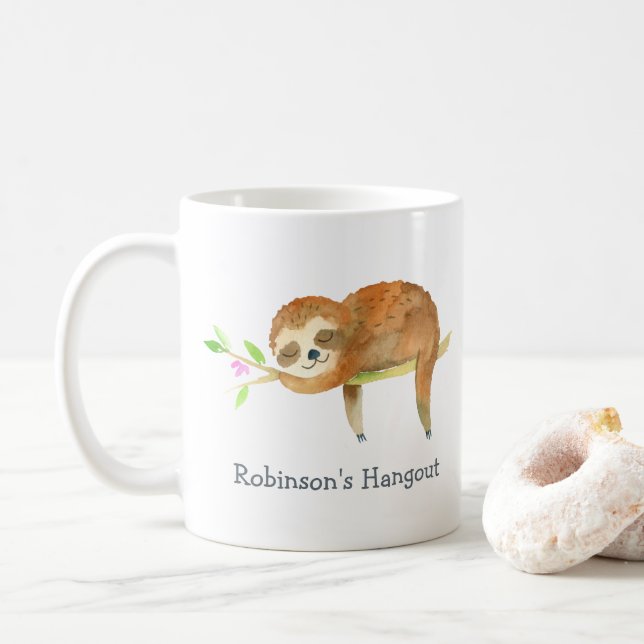 Mug Caricature Sloth personnalisée (Avec donut)