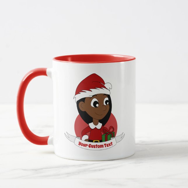 Mug Caricature sur mesure pour fille de Noël (Gauche)