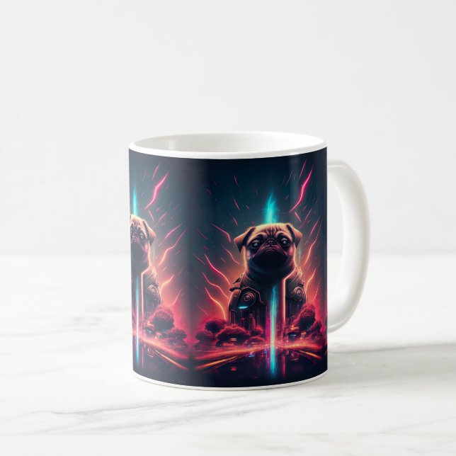 Mug Carlin adorable en costume robotique futuriste (Devant droit)