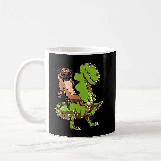 Mug Carlin Chien équitation T-Rex Dinosaur (Gauche)
