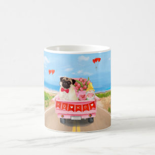Mug Carlin Chien Saint-Valentin Coeurs de camion