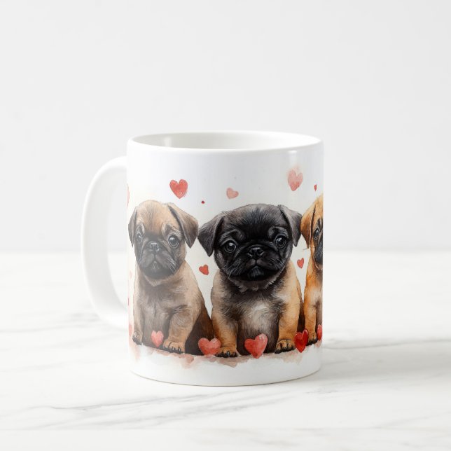 Mug Carlin chiots avec coeur - Saint Valentin (Devant gauche)