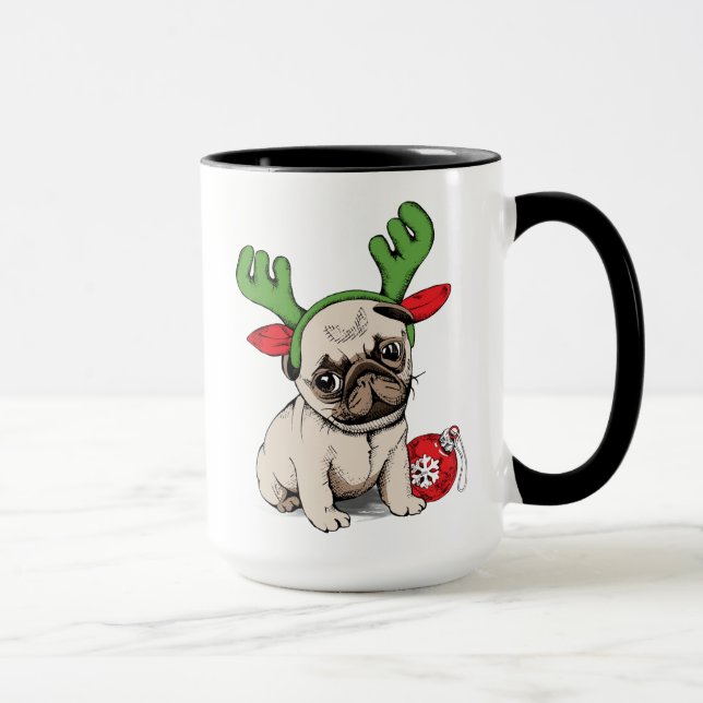 Mug Carlin de chiot de Joyeux Noël (Droite)