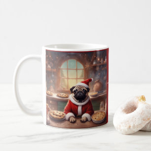 Mug Carlin fantaisiste en costume de Père Noël prépara