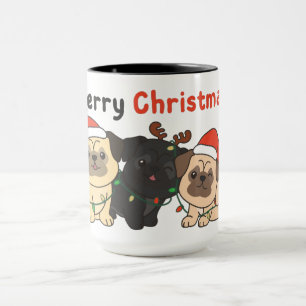 Mug Carlin Noël Animaux Chiens mignons Joyeux Noël Mu