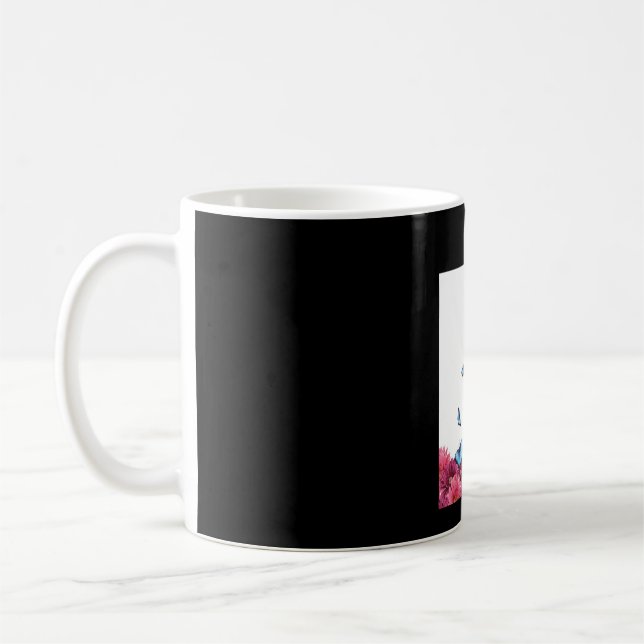 Mug Carlin Noir Avec Papillons Bleus Et Gerberas (Gauche)