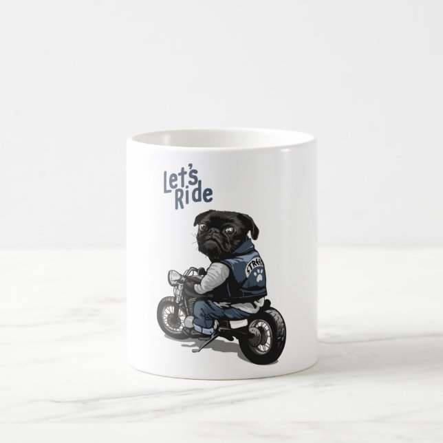 Mug carlin noir sur dessin humoristique moto (Centre)