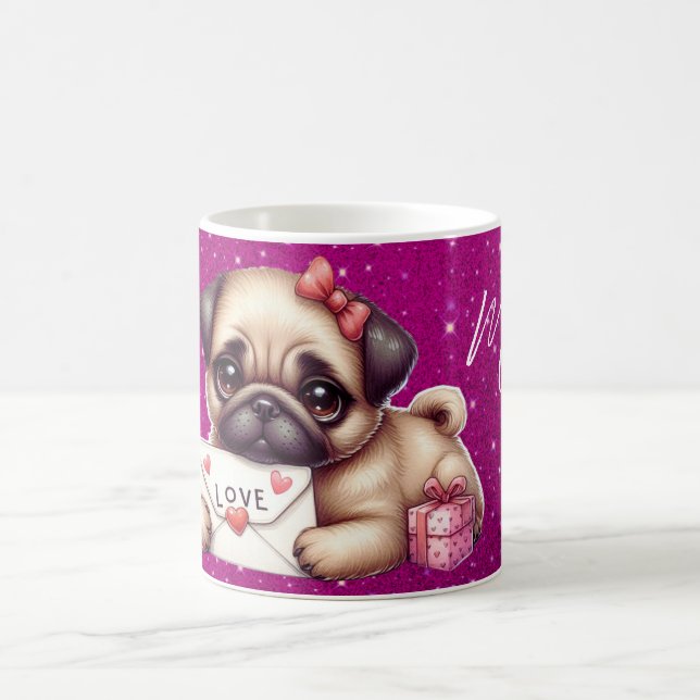 Mug Carlin Valentine's Day Carlin personnalisé Puppy L (Centre)