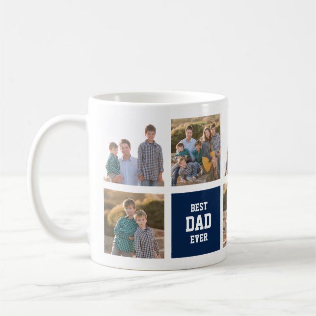 Mug Carré modifiable Couleur Varsity Meilleur papa Jam (Gauche)