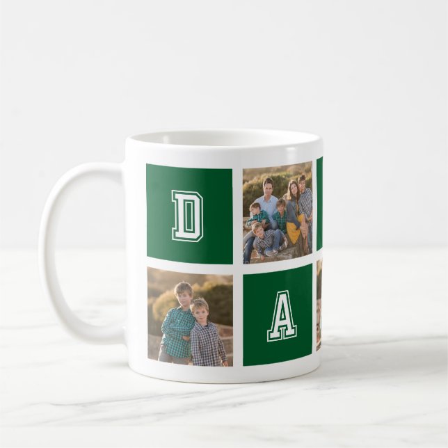 Mug Carré modifiable Couleur Varsity Papa Photo Collag (Gauche)