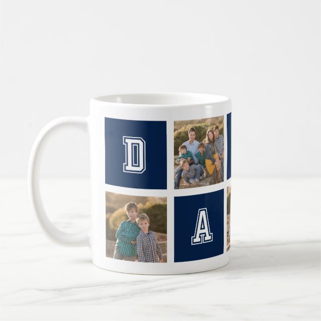 Mug Carré modifiable Couleur Varsity Papa Photo Collag (Gauche)