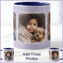 Mug Carré Photo Collage Moderne Lilac C123 Maman Mère