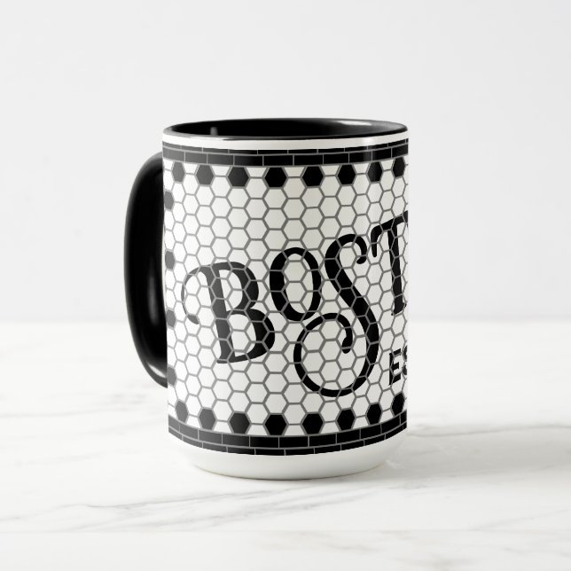 Mug Carreau hexadécimal Imprimer Boston Musique (Devant gauche)