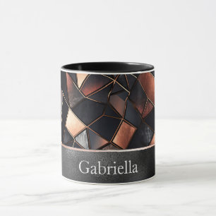 Mug Carreaux d'or Rose noir
