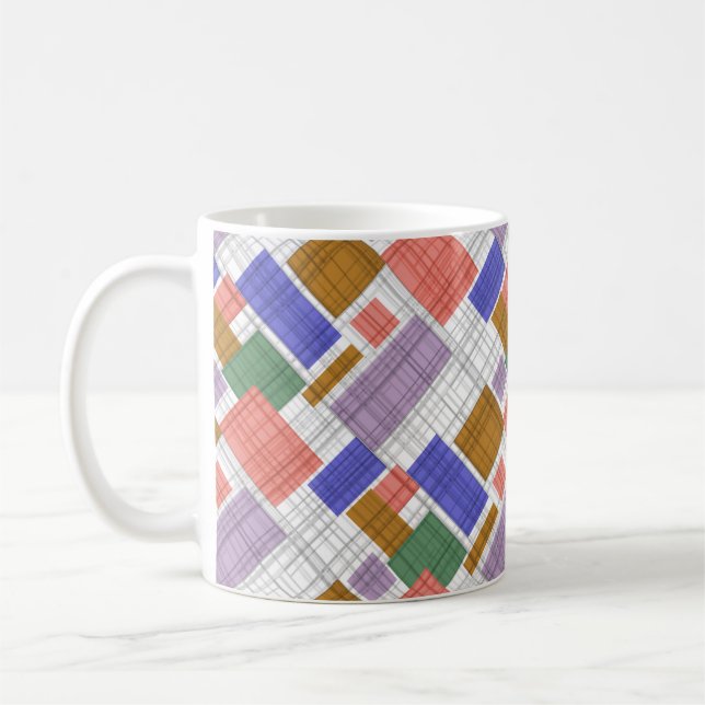 Mug Carreaux géométriques à carreaux seamless à lignes (Gauche)