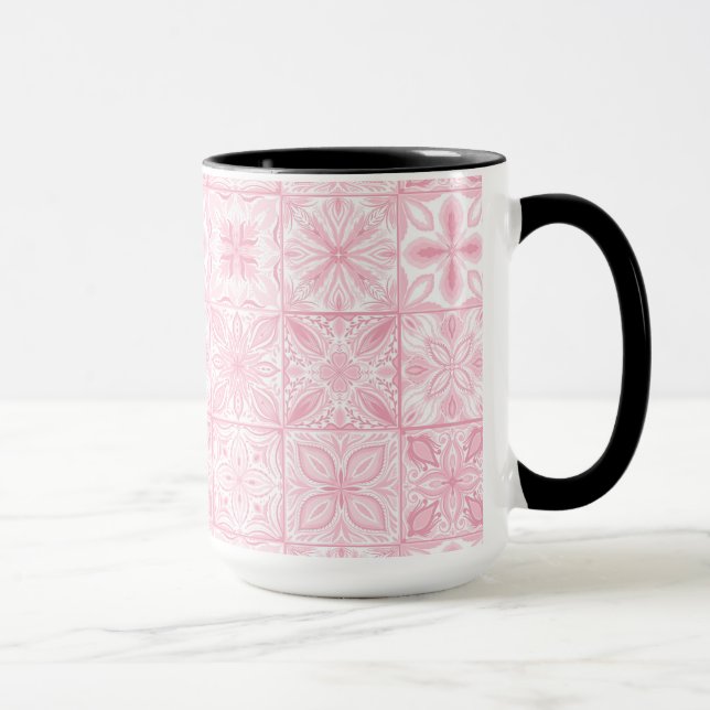 Mug Carreaux ornés en rose (Droite)