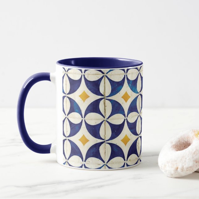 Mug Carreaux portugais - Azulejo Motif Design (Avec donut)