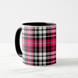 Mug Carreaux Tartan Rose Noir Blanc 