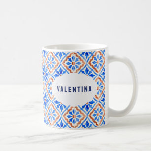 Mug Carrelage bleu italien Motif élégant personnalisé