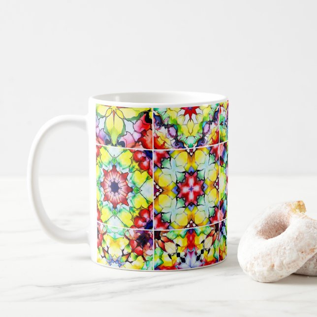Mug Carrelage méditerranéen, Carreaux d'encre d'alcool (Avec donut)