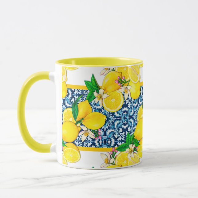 Mug Carrelage méditerranéen clair Sicilien Citrus Lemo (Gauche)