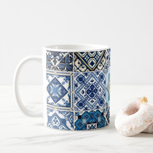 Mug Carrelage méditerranéen, Portugais, Azulejo, Majol (Avec donut)