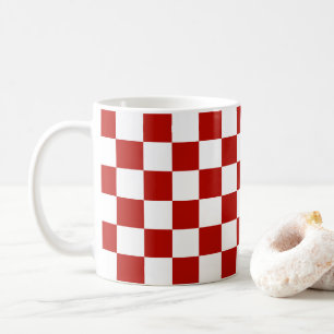 Mug Carrés à damier rouge blanc géométrique rétro