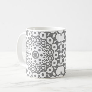 Mug Carrés blancs en dentelle sur fond gris clair
