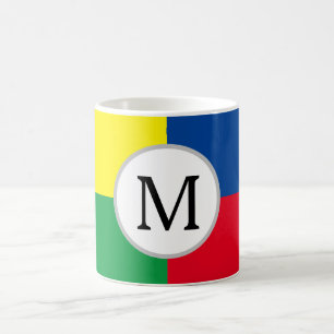 Mug Carrés Colorés Monogramme Initial Personnalisé