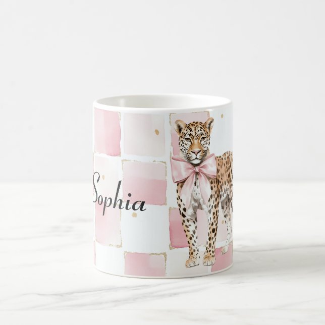 Mug Carrés de la ceinture rose léopard (Centre)