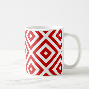 Mug Carrés de mamie rouge et blanche