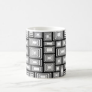 Mug carrés géométriques Abstraits motif noir et blanc