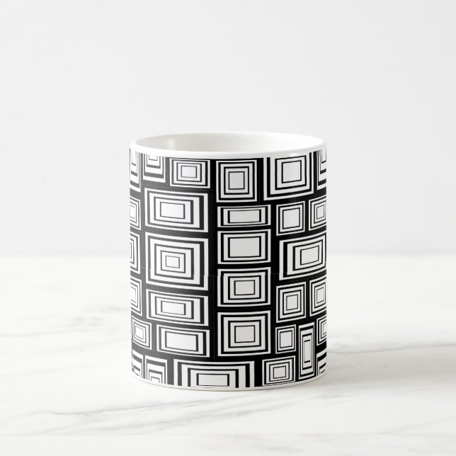 Mug carrés géométriques Abstraits motif noir et blanc (Centre)