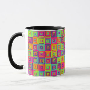 Mug Carrés géométriques colorés