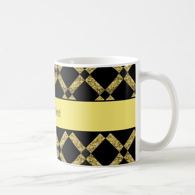 Mug Carrés noirs et jaunes élégants (Droite)