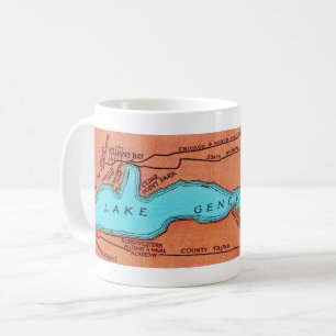 Mug Carte ancienne du lac Geneva Wisconsin
