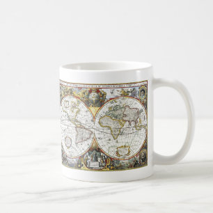Mug Carte ancienne du monde par Hendrik Hondius, 1630