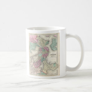 Mug Carte ancienne du port de Boston (1857)